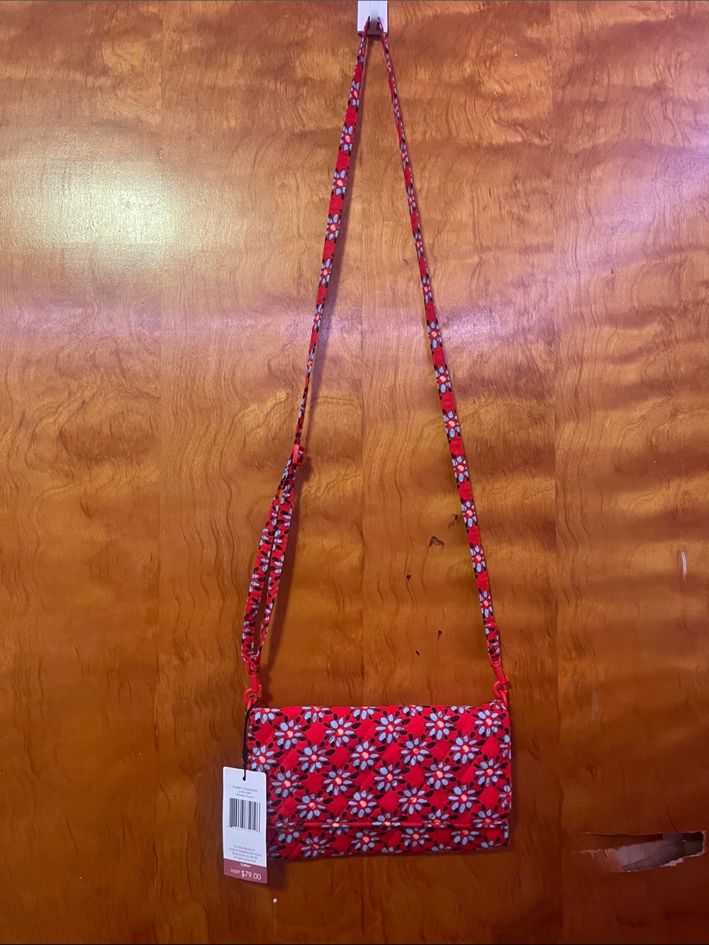 Vera Bradley Red Floral Crossbody Bag with Adjustable Strap